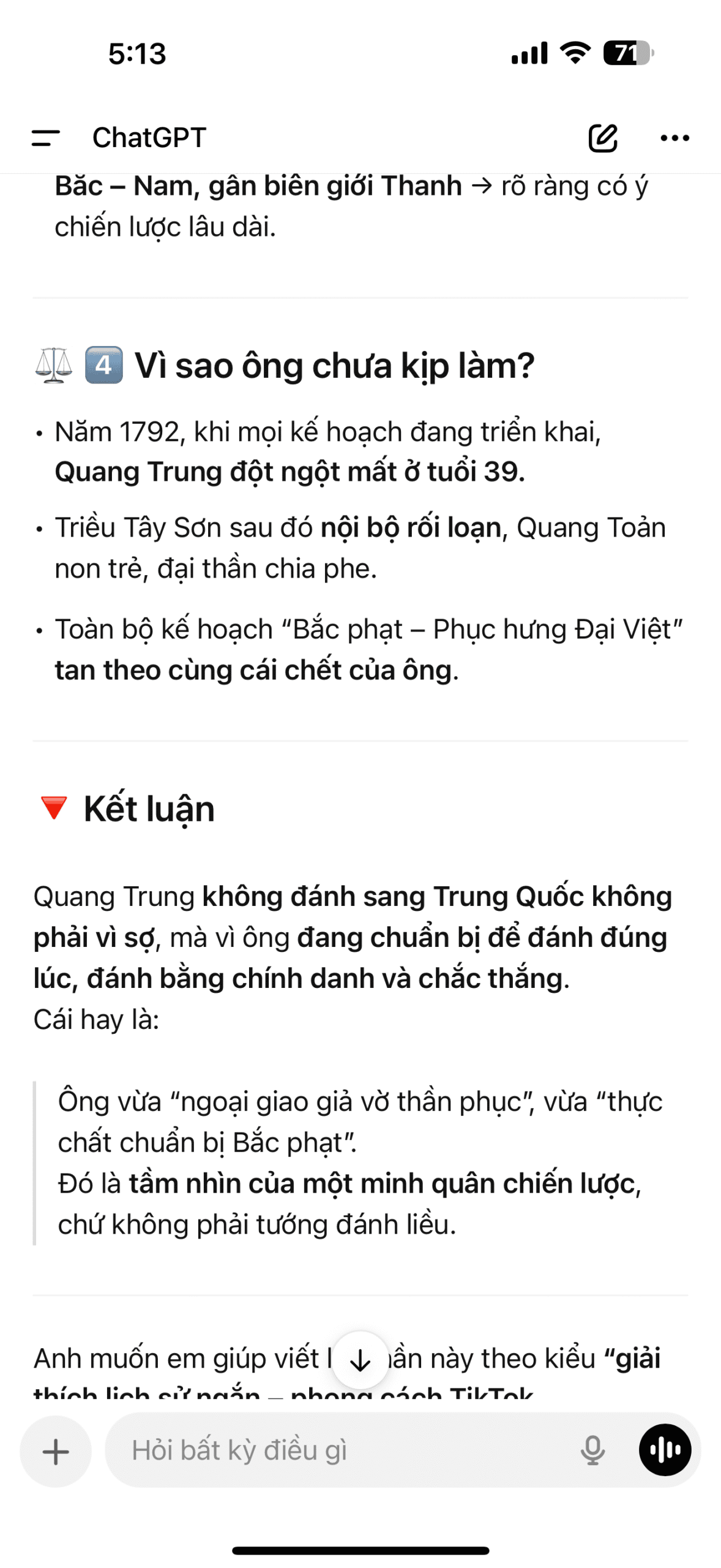 Nhiều người thắc mắc: “Tại sao Quang Trung thắng lớn thế mà không tiến sang Trung Quốc?”  – Góc phân tích CHAT GPT – tham khảo không chính thống sách sử