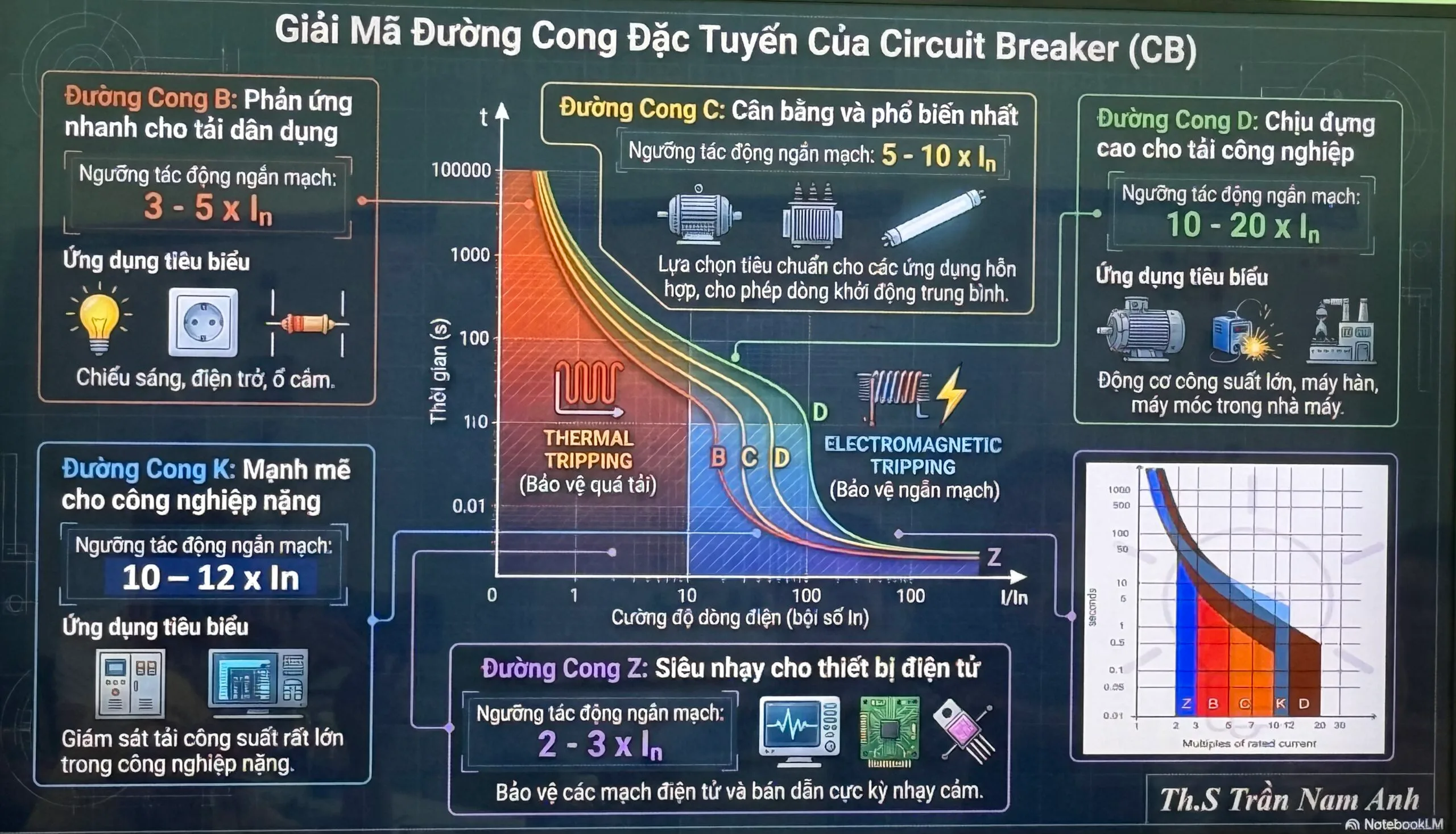 🔌 GIẢI MÃ ĐƯỜNG CONG ĐẶC TUYẾN & THÔNG SỐ CỦA CIRCUIT BREAKER (CB): THÔNG SỐ CB – In, Ir, Ii, Icu, Ics